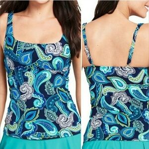 Lands' End‎ Paisley Swim Tankini Women's Swim Top Size 6